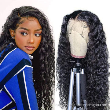 Uniky Wholesale 100% Original Virgin Peruvian Water Wave Human Hair 13*4 Lace Front Wig